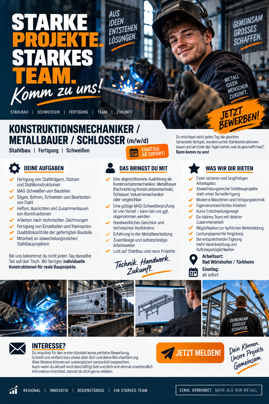 Stellenanzeige: Konstruktionsmechaniker / Metallbauer / Schlosser (m/w/d)