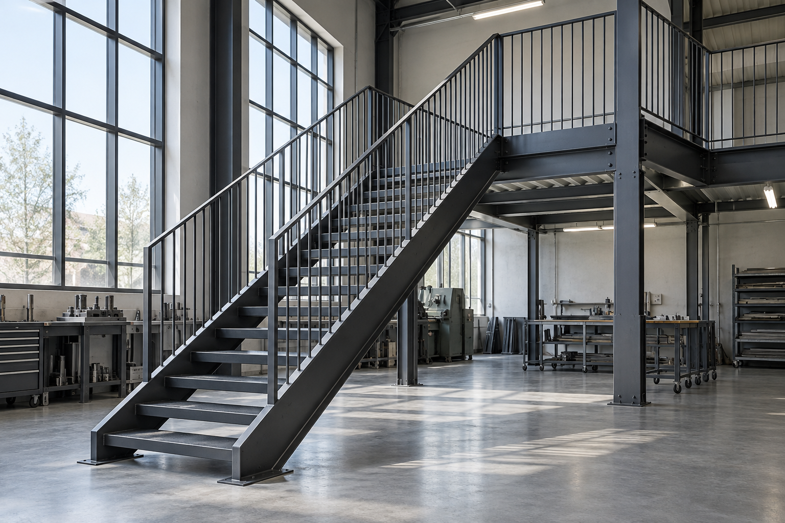 KI-Beispielbild: Metalltreppe mit Geländer